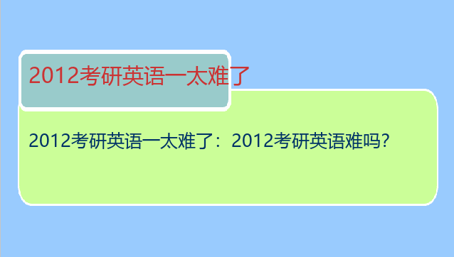 2012考研英语一太难了：2012考研英语难吗？