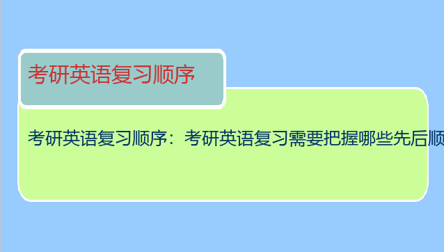 考研英语复习顺序：考研英语复习需要把握哪些先后顺序
