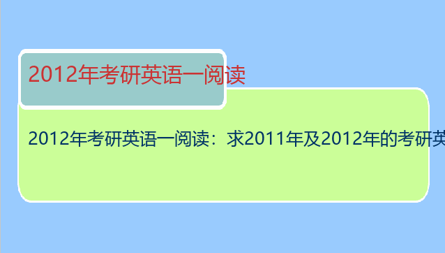 2012年考研英语一阅读：求2011年及2012年的考研英语真题(要有答案详