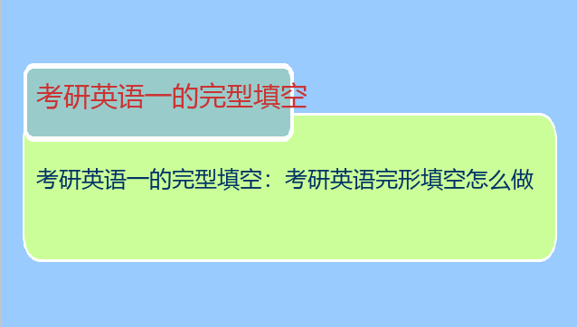 考研英语一的完型填空：考研英语完形填空怎么做