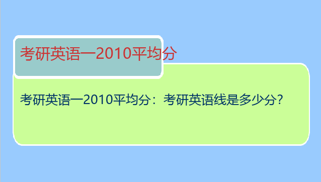考研英语一2010平均分：考研英语线是多少分？