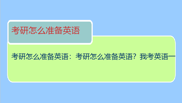 考研怎么准备英语：考研怎么准备英语？我考英语一
