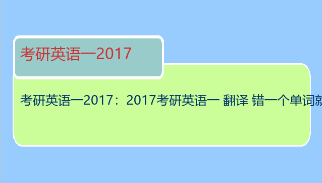考研英语一2017：2017考研英语一 翻译 错一个单词就全错吗
