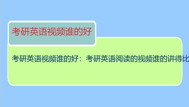 考研英语视频谁的好：考研英语阅读的视频谁的讲得比较好
