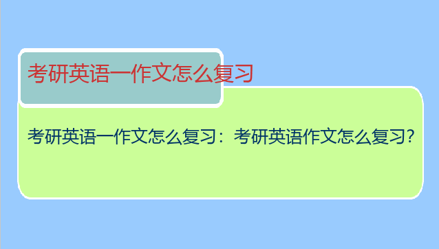 考研英语一作文怎么复习：考研英语作文怎么复习？