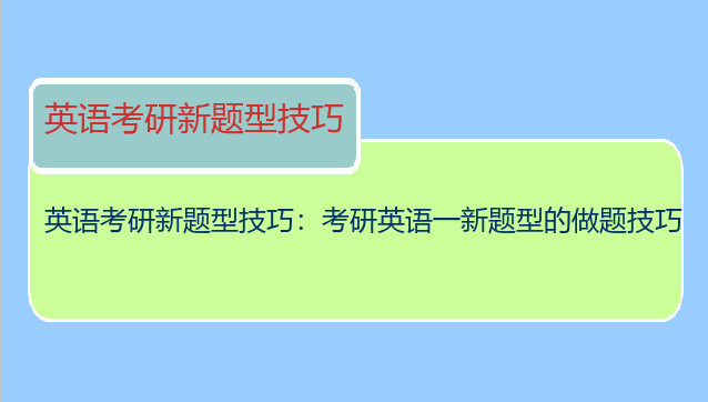 英语考研新题型技巧：考研英语一新题型的做题技巧