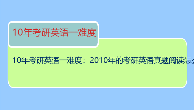10年考研英语一难度：2010年的考研英语真题阅读怎么样