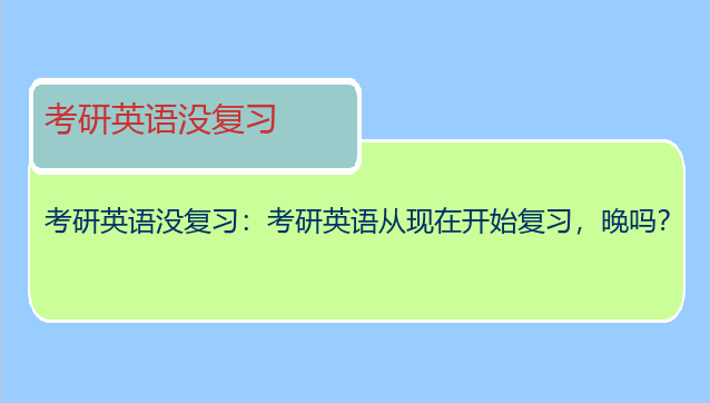 考研英语没复习：考研英语从现在开始复习，晚吗？