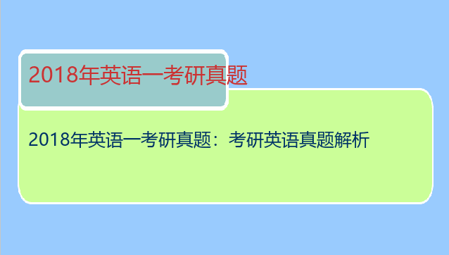 2018年英语一考研真题：考研英语真题解析