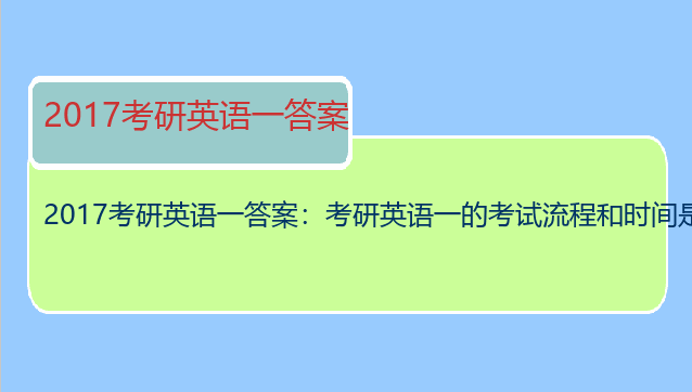 2017考研英语一答案：考研英语一的考试流程和时间是？