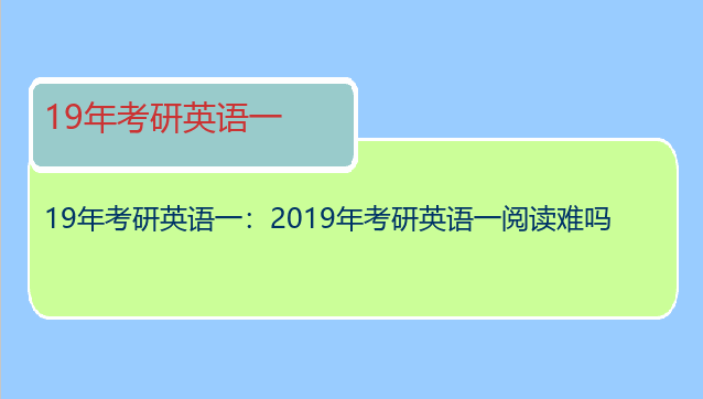 19年考研英语一：2019年考研英语一阅读难吗