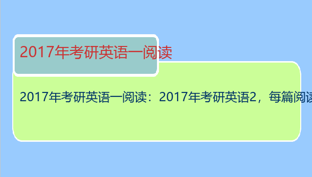 2017年考研英语一阅读：2017年考研英语2，每篇阅读理解的答案选项顺序都