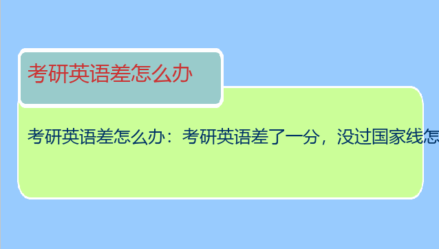 考研英语差怎么办：考研英语差了一分，没过国家线怎么办