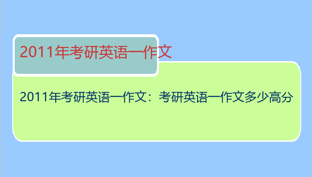 2011年考研英语一作文：考研英语一作文多少高分