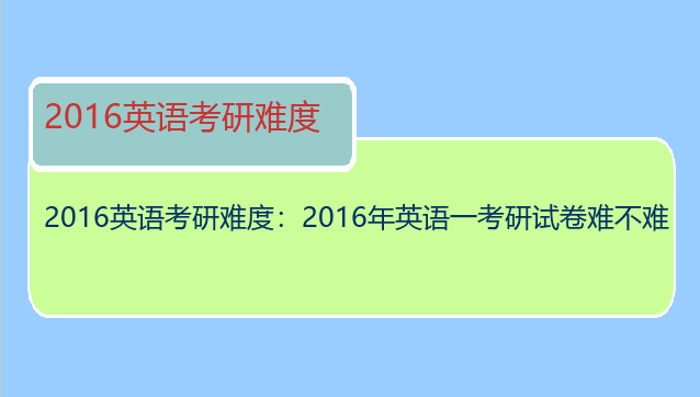 2016英语考研难度：2016年英语一考研试卷难不难