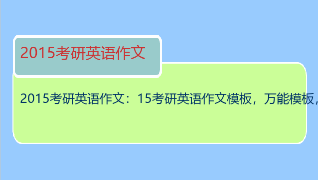 2015考研英语作文：15考研英语作文模板，万能模板，急求