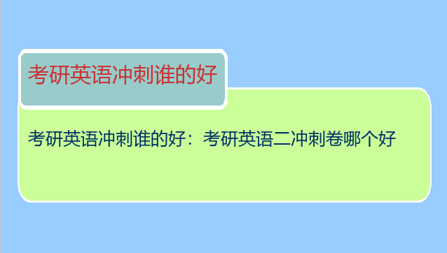 考研英语冲刺谁的好：考研英语二冲刺卷哪个好