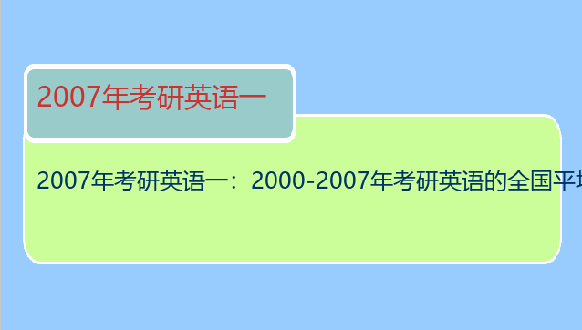 2007年考研英语一：2000-2007年考研英语的全国平均分是多少？