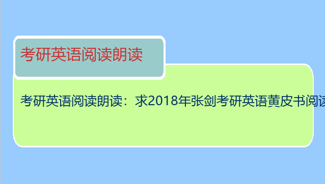 考研英语阅读朗读：求2018年张剑考研英语黄皮书阅读理解150篇的原