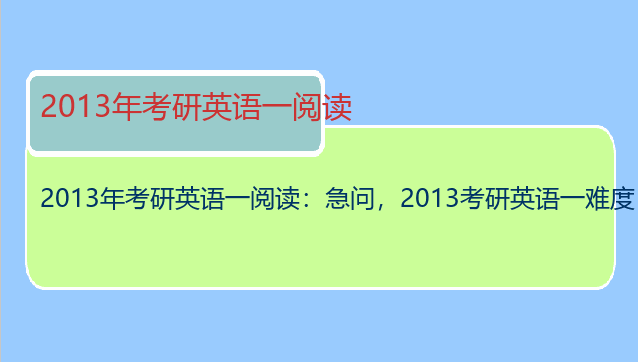 2013年考研英语一阅读：急问，2013考研英语一难度