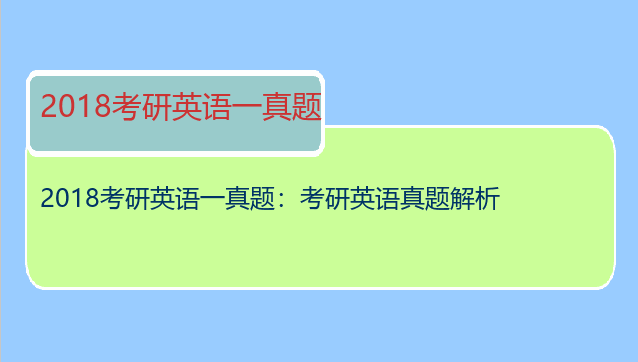 2018考研英语一真题：考研英语真题解析