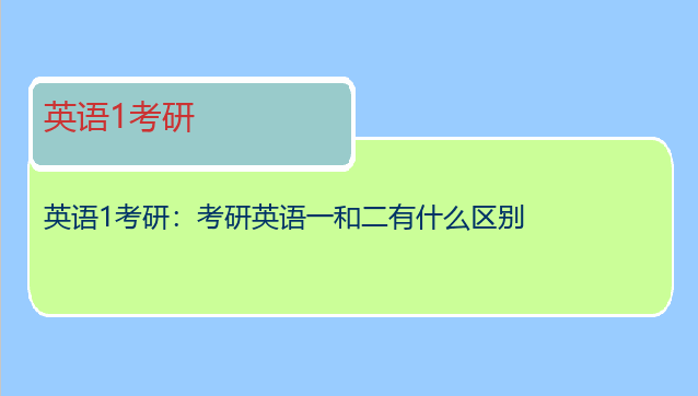 英语1考研：考研英语一和二有什么区别