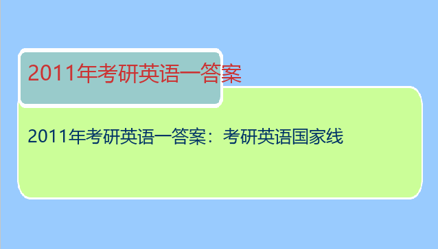 2011年考研英语一答案：考研英语国家线