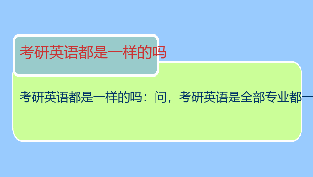 考研英语都是一样的吗：问，考研英语是全部专业都一样的题目吗