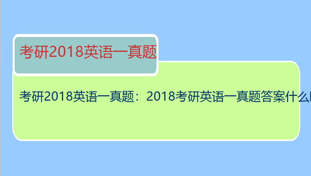 考研2018英语一真题：2018考研英语一真题答案什么时候能出来啊
