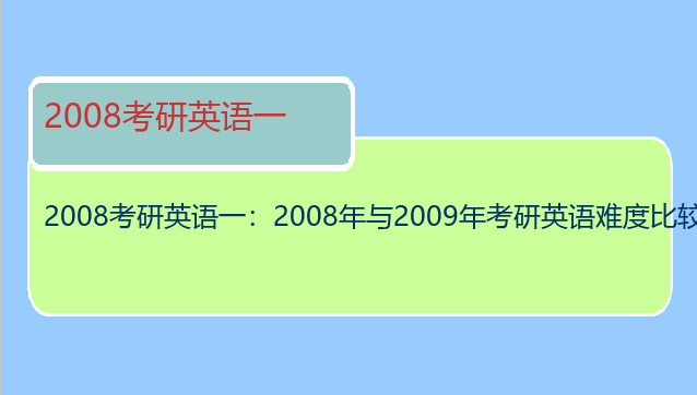 2008考研英语一：2008年与2009年考研英语难度比较