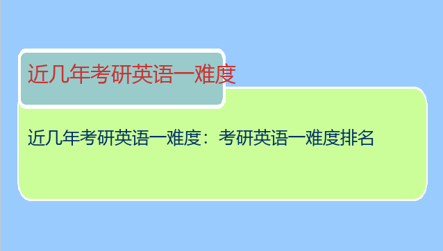 近几年考研英语一难度：考研英语一难度排名