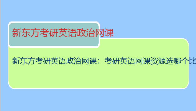 新东方考研英语政治网课：考研英语网课资源选哪个比较好