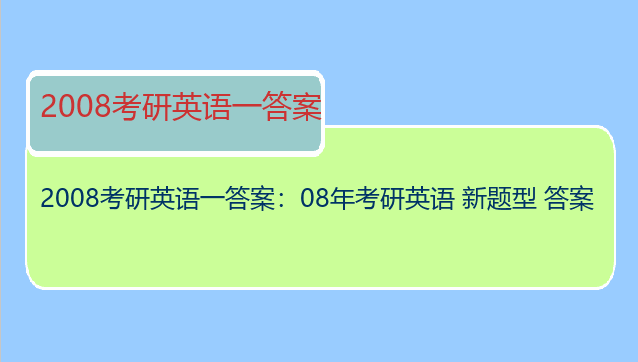 2008考研英语一答案：08年考研英语 新题型 答案