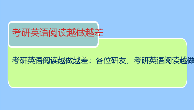 考研英语阅读越做越差：各位研友，考研英语阅读越做越差怎么办