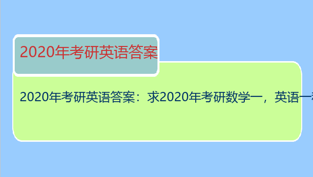 2020年考研英语答案：求2020年考研数学一，英语一和政治的试题及答案及