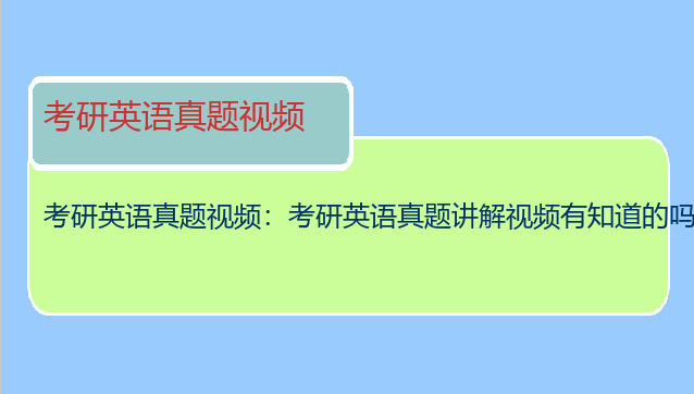 考研英语真题视频：考研英语真题讲解视频有知道的吗？