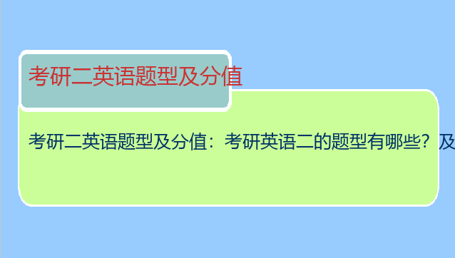 考研二英语题型及分值：考研英语二的题型有哪些？及分值情况