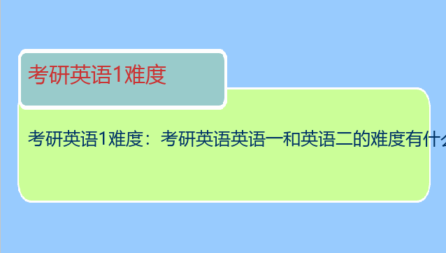 考研英语1难度：考研英语英语一和英语二的难度有什么不一样