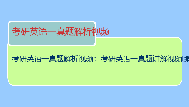 考研英语一真题解析视频：考研英语一真题讲解视频哪家好？