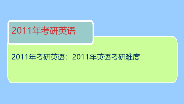 2011年考研英语：2011年英语考研难度