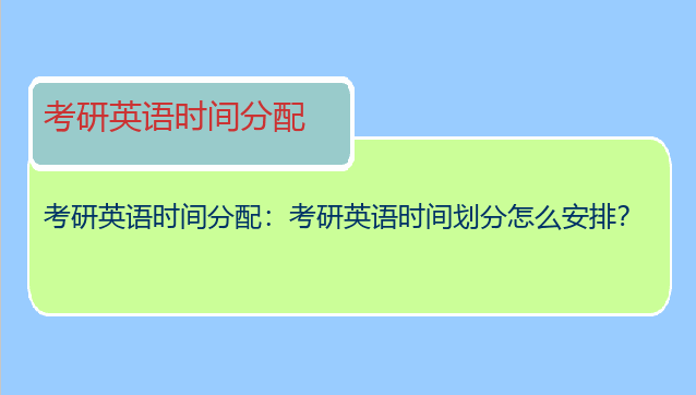 考研英语时间分配：考研英语时间划分怎么安排？