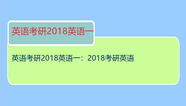 英语考研2018英语一：2018考研英语