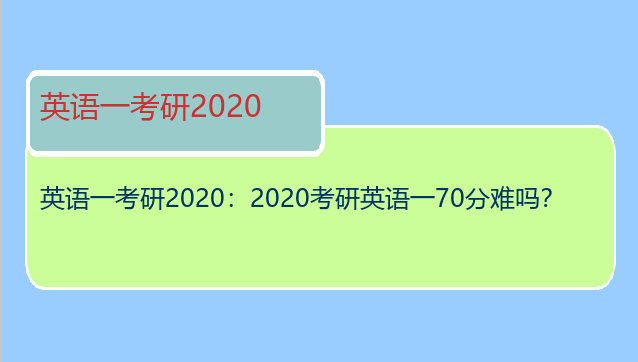 英语一考研2020：2020考研英语一70分难吗？