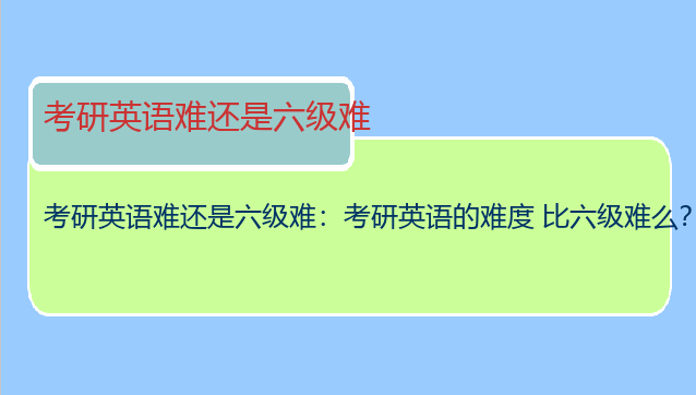 考研英语难还是六级难：考研英语的难度 比六级难么？