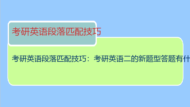 考研英语段落匹配技巧：考研英语二的新题型答题有什么技巧吗？