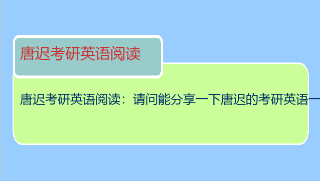 唐迟考研英语阅读：请问能分享一下唐迟的考研英语一阅读吗