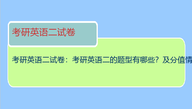 考研英语二试卷：考研英语二的题型有哪些？及分值情况