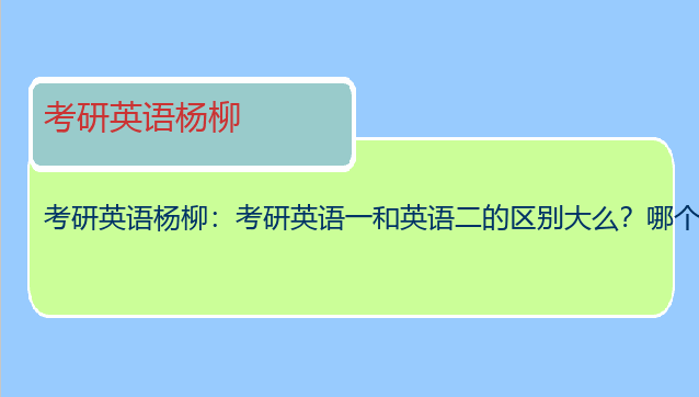 考研英语杨柳：考研英语一和英语二的区别大么？哪个更难啊？