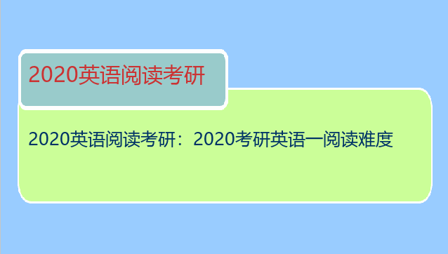2020英语阅读考研：2020考研英语一阅读难度