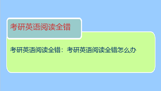 考研英语阅读全错：考研英语阅读全错怎么办